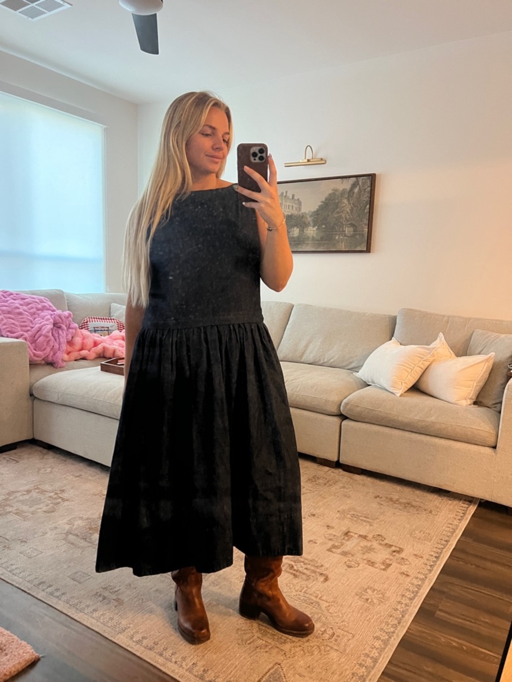 Free people denim drop waist dress